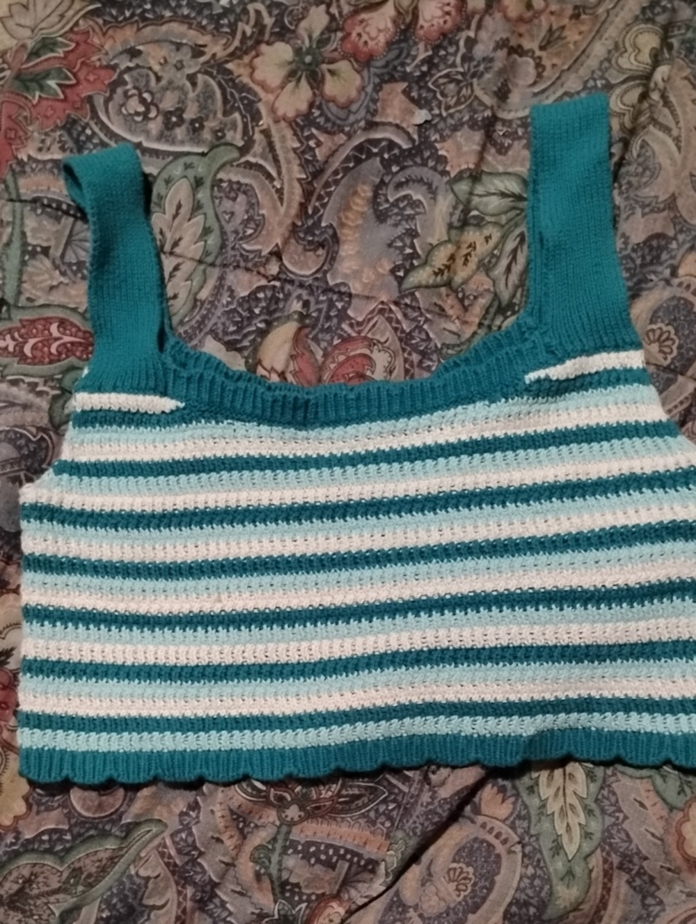 wild fable Teal and White Cropped Knit Tank